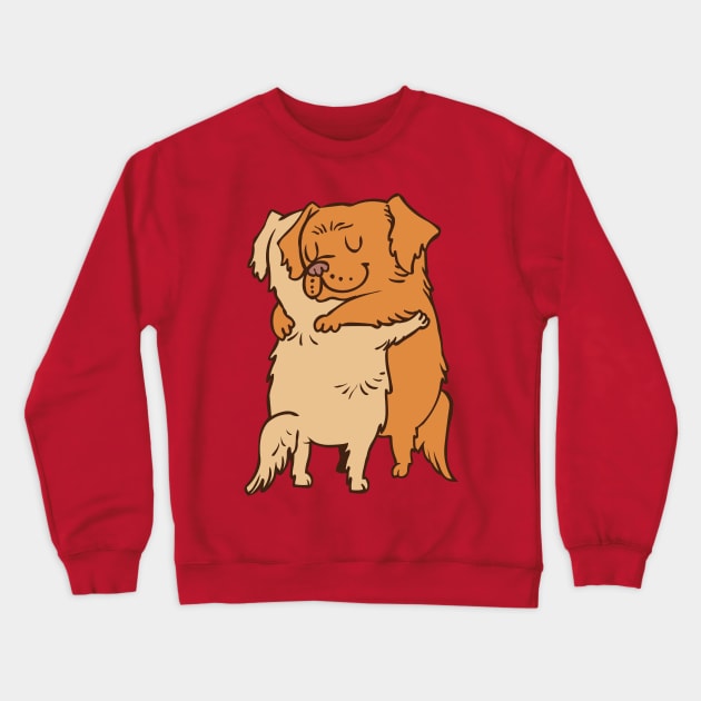 Golden Retriever hugs Crewneck Sweatshirt by huebucket